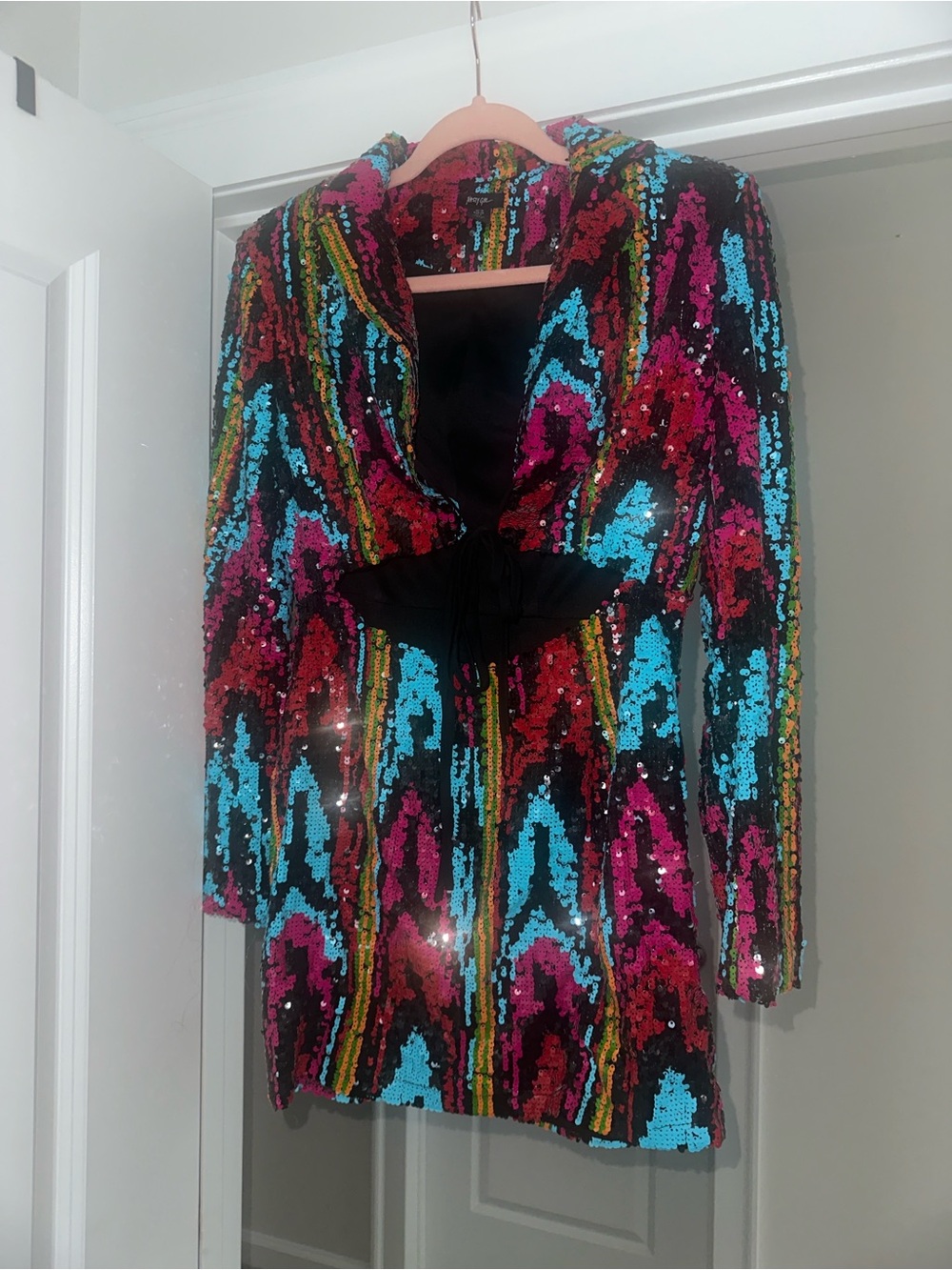 Multicolor Sequin Cutout Mini Dress